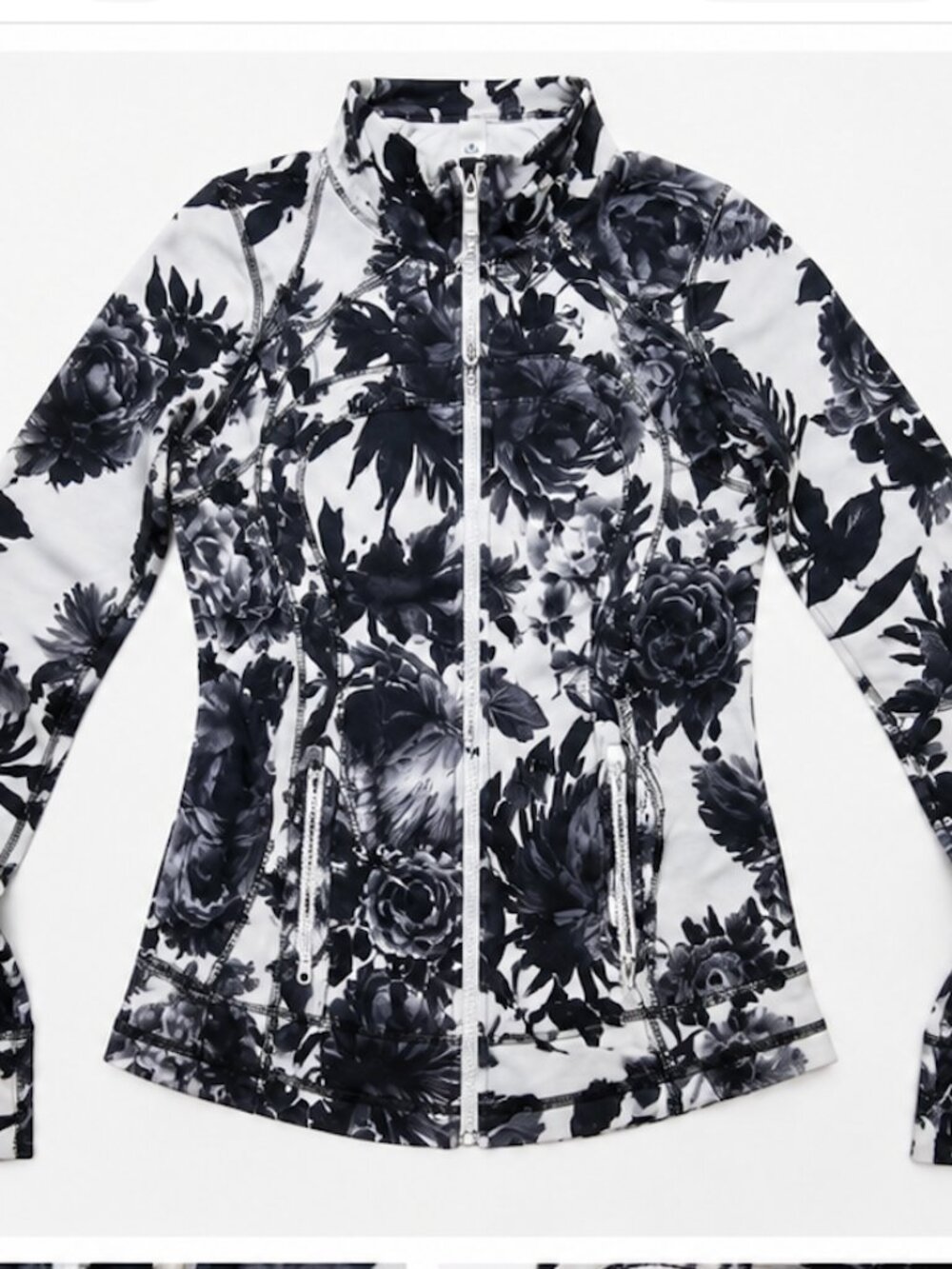 Lululemon Define Jacket – Black & White Floral Print | Full Zip